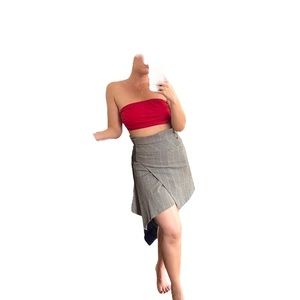 Zara A-symmetrical Plaid skirt with zipper and belt